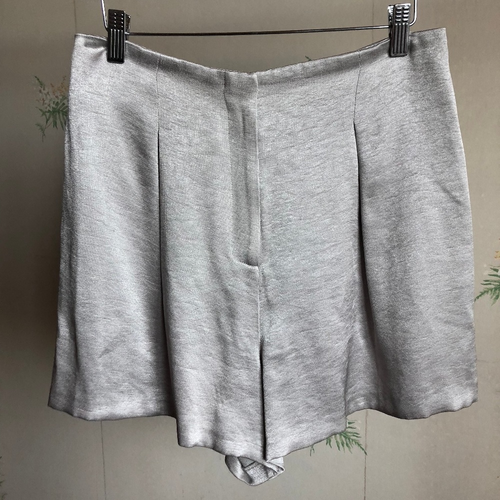 Topshop Silver High-Waisted Pleat Flowy Shorts